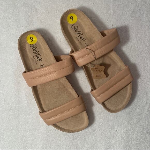 Biostep Light Pink Leather Sandals Slides Slip Ons Made in Spain NWT - Picture 1 of 9